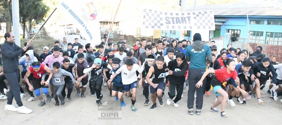 Participants of the mini marathon in Wokha on December 18.